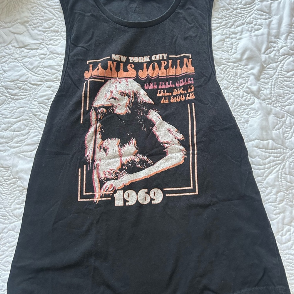 Janis Joplin 1969 Black Graphic Tank Top